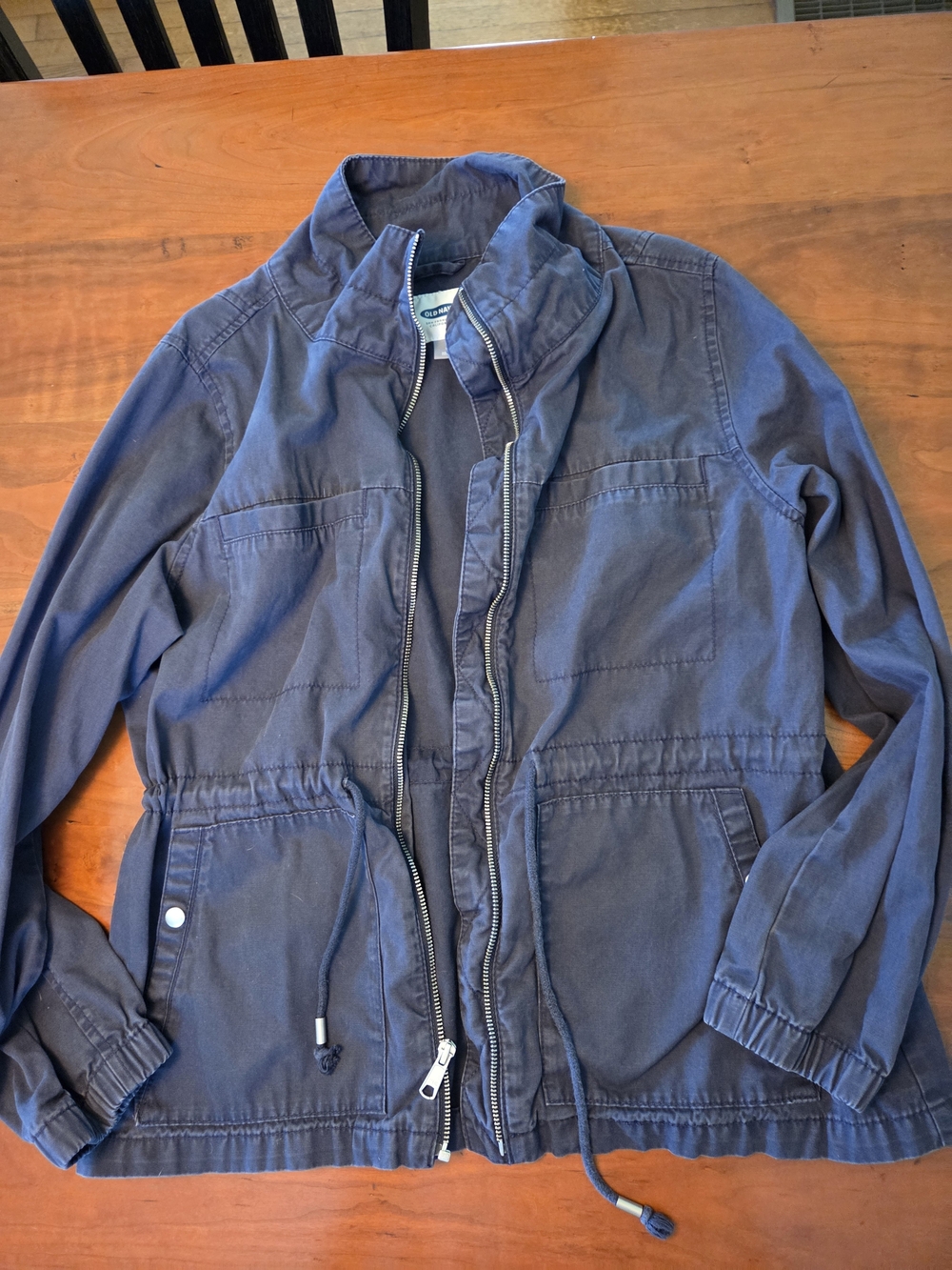 Old Navy Woman's Blue Field Jacket with Drawstring Waist